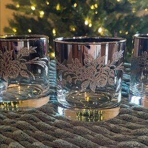 Vintage MCM Vitreon Queen’s Lusterware Lowball Glass Set (4x)